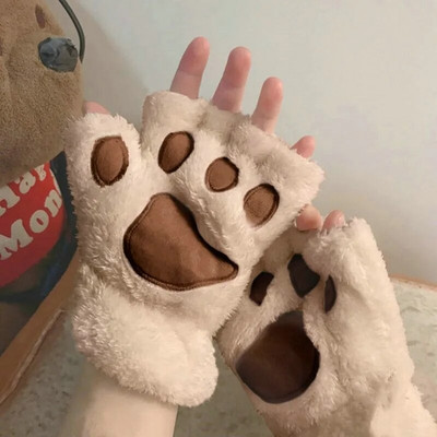 Katės letenos pirštinės be pirštų, pūkuotos, šiltos, minkštos pliušinės pirštinės pandos pirštinės, skirtos vaikams, suaugusiems, žiemai skirtos gimtadienio dovanos