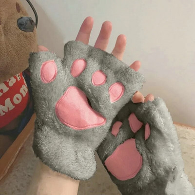 Katės letenos pirštinės be pirštų, pūkuotos, šiltos, minkštos pliušinės pirštinės pandos pirštinės, skirtos vaikams, suaugusiems, žiemai skirtos gimtadienio dovanos