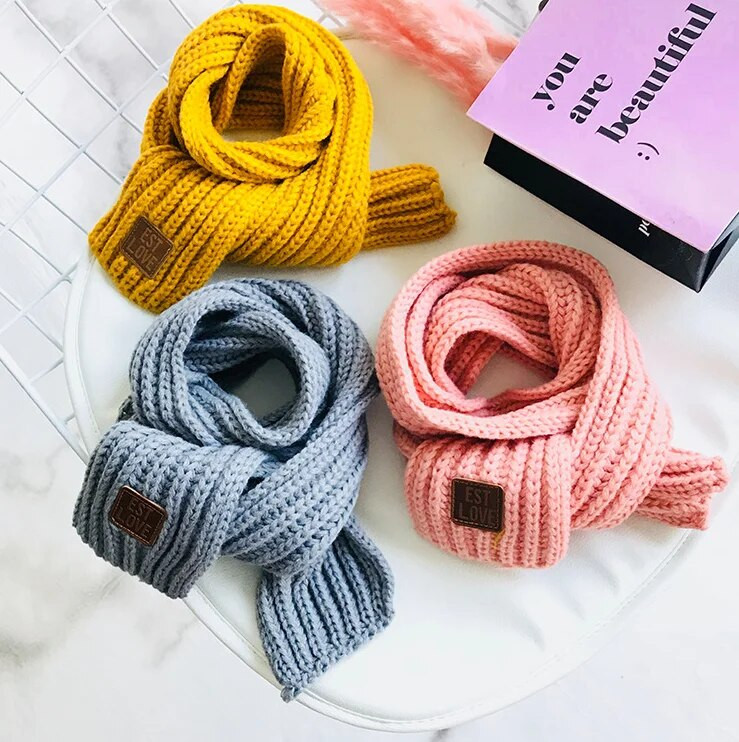 Μονόχρωμο πλεκτό μωρό μαντήλι Χειμερινό μαλακό ζεστό νεογέννητο παιδικό μαντήλι για μωρό κοριτσάκι παιδικό μαντήλι