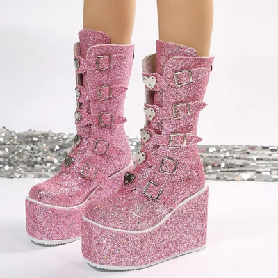 Brand Designer naiste saapad pluss 43 gooti stiilis jahedad punk mootorrattasaapad Naiste platvormsaapad kõrge kontsaga sääresaapad