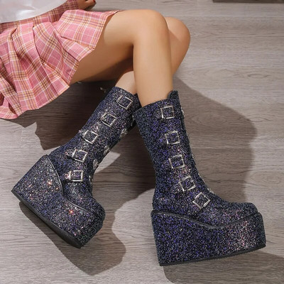 Brand Designer naiste saapad pluss 43 gooti stiilis jahedad punk mootorrattasaapad Naiste platvormsaapad kõrge kontsaga sääresaapad