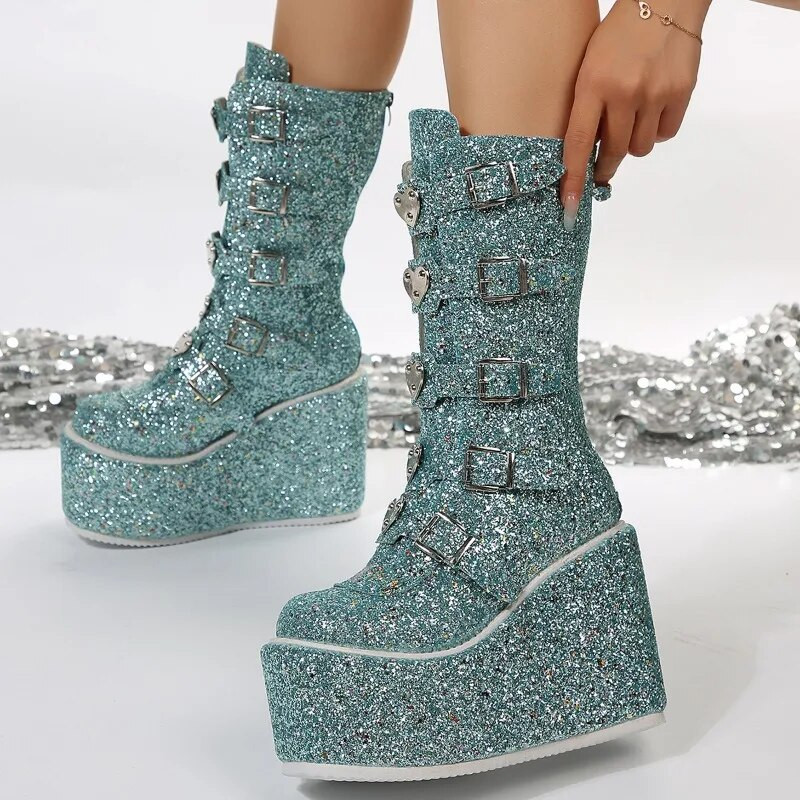 Brand Designer naiste saapad pluss 43 gooti stiilis jahedad punk mootorrattasaapad Naiste platvormsaapad kõrge kontsaga sääresaapad