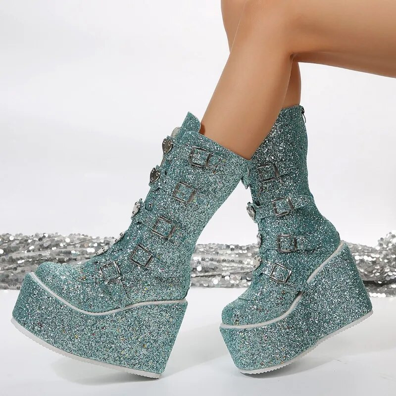 Brand Designer naiste saapad pluss 43 gooti stiilis jahedad punk mootorrattasaapad Naiste platvormsaapad kõrge kontsaga sääresaapad