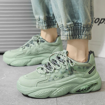 Pantofi cu șireturi Pantofi pentru bărbați, primăvară și toamnă, fund gros, gură mică, pantofi sport pentru bărbați, PU, vârf rotund, pantofi vulcanizați pentru bărbați