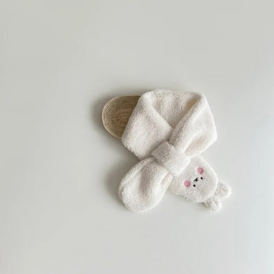Iarnă Coral Fleece Guler de culoare pură Copii Eșarfă moale Bebeluș băiețel Fete Pluș Gât ursuleț Eșarfe calde Batic pentru gât în aer liber