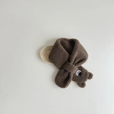 Iarnă Coral Fleece Guler de culoare pură Copii Eșarfă moale Bebeluș băiețel Fete Pluș Gât ursuleț Eșarfe calde Batic pentru gât în aer liber