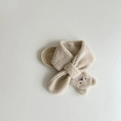 Iarnă Coral Fleece Guler de culoare pură Copii Eșarfă moale Bebeluș băiețel Fete Pluș Gât ursuleț Eșarfe calde Batic pentru gât în aer liber