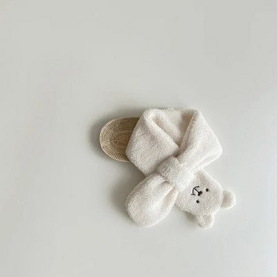 Iarnă Coral Fleece Guler de culoare pură Copii Eșarfă moale Bebeluș băiețel Fete Pluș Gât ursuleț Eșarfe calde Batic pentru gât în aer liber
