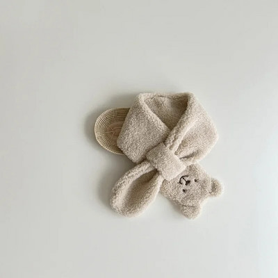 Iarnă Coral Fleece Guler de culoare pură Copii Eșarfă moale Bebeluș băiețel Fete Pluș Gât ursuleț Eșarfe calde Batic pentru gât în aer liber