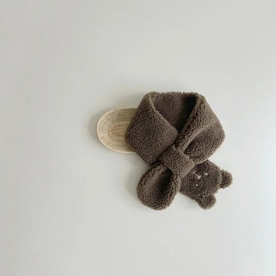 Iarnă Coral Fleece Guler de culoare pură Copii Eșarfă moale Bebeluș băiețel Fete Pluș Gât ursuleț Eșarfe calde Batic pentru gât în aer liber