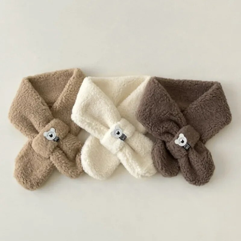 Talvekorallfliisist puhast värvi kaelarihm Lastele pehme sall Beebipoistele Tüdrukutele Palus Väike Karu Kael Soe Sallid Õues Kaelarätik