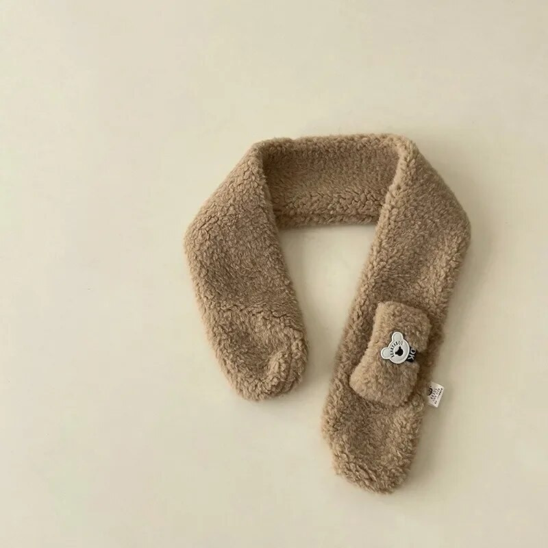 Talvekorallfliisist puhast värvi kaelarihm Lastele pehme sall Beebipoistele Tüdrukutele Palus Väike Karu Kael Soe Sallid Õues Kaelarätik