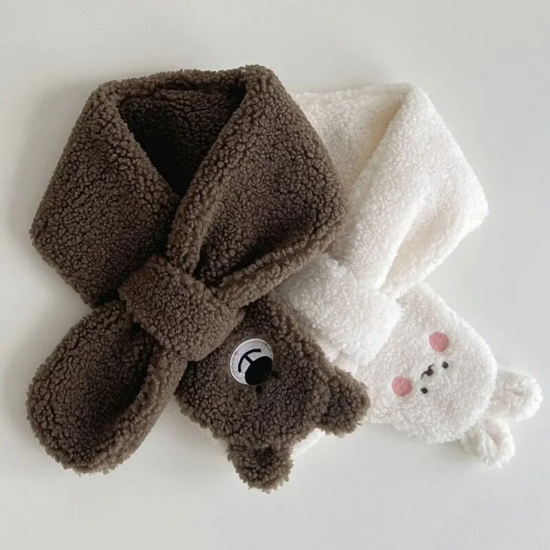 Talvekorallfliisist puhast värvi kaelarihm Lastele pehme sall Beebipoistele Tüdrukutele Palus Väike Karu Kael Soe Sallid Õues Kaelarätik