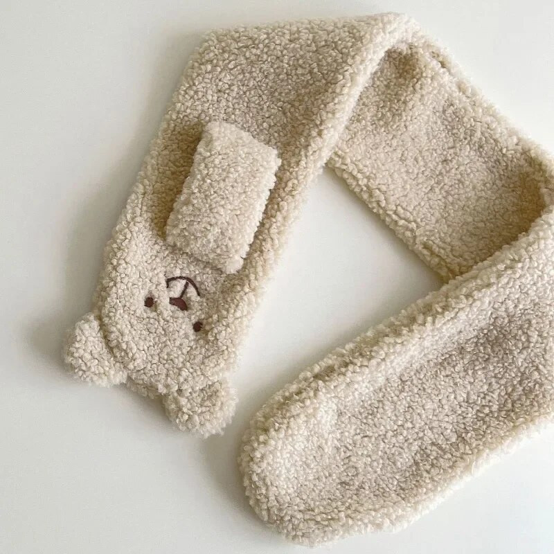 Talvekorallfliisist puhast värvi kaelarihm Lastele pehme sall Beebipoistele Tüdrukutele Palus Väike Karu Kael Soe Sallid Õues Kaelarätik