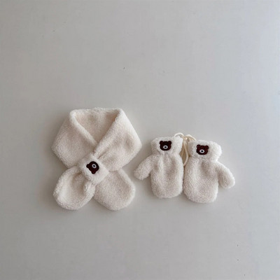 3-6 ani Iarna Copii Desene Animate Mănuși Eșarfă Set Două Piese De Pluș Băiat Fete Urs Moale Catifea Mănuși De Lână Batic Toamnă