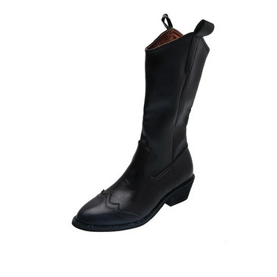 Cizme occidentale pentru femei, cizme din piele PU, pentru femei, negru, cowboy, retro, pantofi oxford de lucru pentru femei, vintage, casual