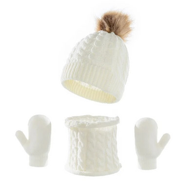 Ma&Baby 0-3 ετών Ζεστά καπέλα για μωρά Φθινόπωρο Χειμώνας Νήπιο Νεογέννητο Βρέφος Αγόρι Κορίτσι Πλεκτό Πομ Πομ Καπέλο Κασκόλ Φουλάρια γάντια