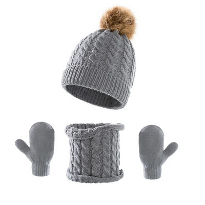 Ma&Baby 0-3 ετών Ζεστά καπέλα για μωρά Φθινόπωρο Χειμώνας Νήπιο Νεογέννητο Βρέφος Αγόρι Κορίτσι Πλεκτό Πομ Πομ Καπέλο Κασκόλ Φουλάρια γάντια