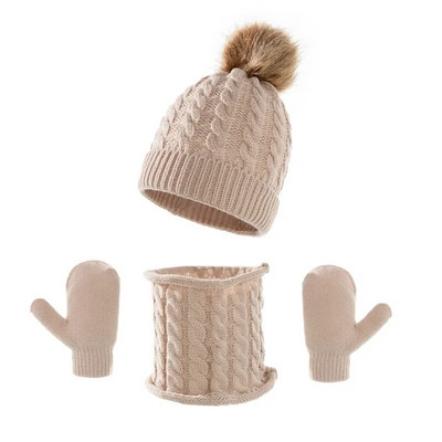 Ma&Baby 0-3 ετών Ζεστά καπέλα για μωρά Φθινόπωρο Χειμώνας Νήπιο Νεογέννητο Βρέφος Αγόρι Κορίτσι Πλεκτό Πομ Πομ Καπέλο Κασκόλ Φουλάρια γάντια