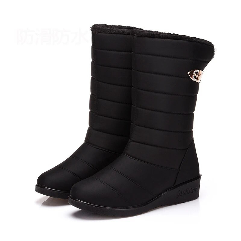 Cizme înalte pentru femei, cizme groase de pluș pentru zăpadă, cizme de iarnă, impermeabile, antiderapante, pentru femei, cu blană caldă, pentru femei, pantofi pentru femei WSH3141