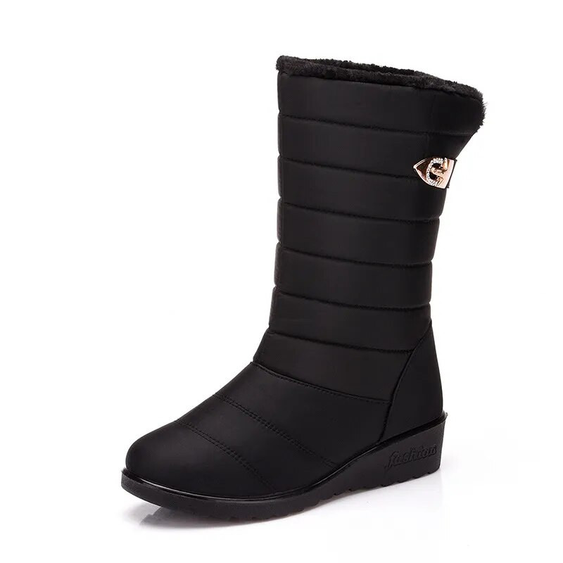 Cizme înalte pentru femei, cizme groase de pluș pentru zăpadă, cizme de iarnă, impermeabile, antiderapante, pentru femei, cu blană caldă, pentru femei, pantofi pentru femei WSH3141