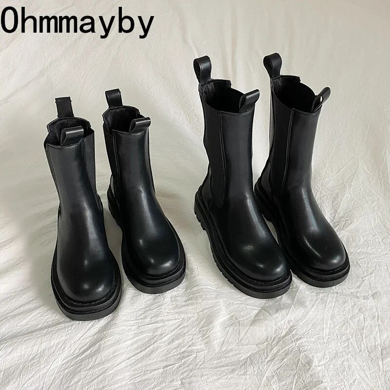 Γυναικείες κοντές μπότες σε στυλ Punk Fashion Slip On Platform Γυναικεία γοτθικά μποτάκια με χοντρό κάτω μέρος 2023 Comfort