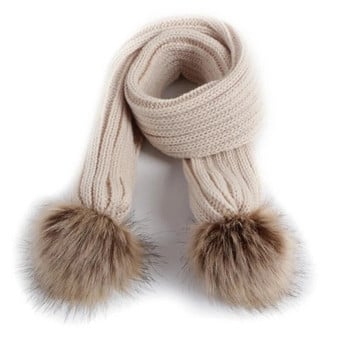 Νέο παιδικό κασκόλ Faux Fur Pompom Χειμώνας Ζεστά Παιδικά Κασκόλ για νήπια Εξωτερική Μονόχρωμη Πλεκτό Μωρό Κασκόλ για αγόρι