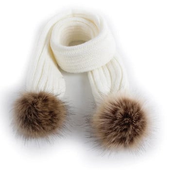 Νέο παιδικό κασκόλ Faux Fur Pompom Χειμώνας Ζεστά Παιδικά Κασκόλ για νήπια Εξωτερική Μονόχρωμη Πλεκτό Μωρό Κασκόλ για αγόρι