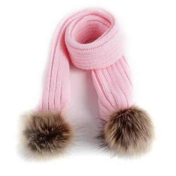 Νέο παιδικό κασκόλ Faux Fur Pompom Χειμώνας Ζεστά Παιδικά Κασκόλ για νήπια Εξωτερική Μονόχρωμη Πλεκτό Μωρό Κασκόλ για αγόρι