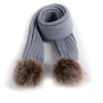 Νέο παιδικό κασκόλ Faux Fur Pompom Χειμώνας Ζεστά Παιδικά Κασκόλ για νήπια Εξωτερική Μονόχρωμη Πλεκτό Μωρό Κασκόλ για αγόρι