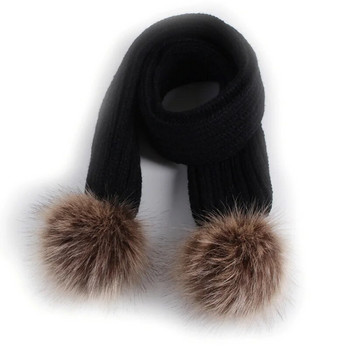 Νέο παιδικό κασκόλ Faux Fur Pompom Χειμώνας Ζεστά Παιδικά Κασκόλ για νήπια Εξωτερική Μονόχρωμη Πλεκτό Μωρό Κασκόλ για αγόρι