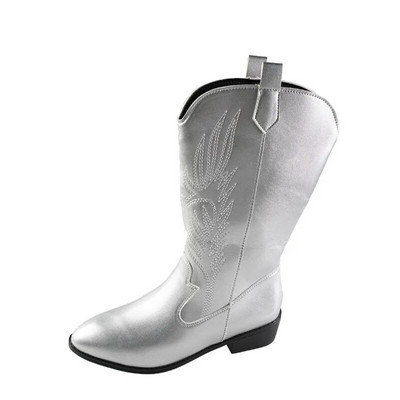 Zimske cipele za žene Ženske natikače Ležerne čizme do sredine listova Četvrtasta peta Ležerne ženske cipele Niska peta Vezene ženske čizme