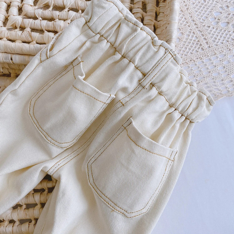 Baby Soft Jeans για Αγόρια Κοριτσίστικα Ρούχα 2022 Spring Baby μονόχρωμο Casual ψηλόμεσο παντελόνι μεγάλο PP για κορίτσι αγόρι