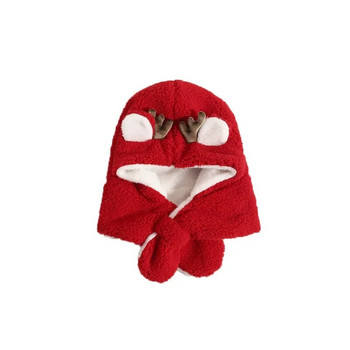 2023 Παιδικό καπέλο Φθινοπωρινό και Χειμώνα Χριστουγεννιάτικο κασκόλ με καπέλο ελαφιού Ένα ζεστό αντιανεμικό σετ γάντια μωρού με καπέλο fleece