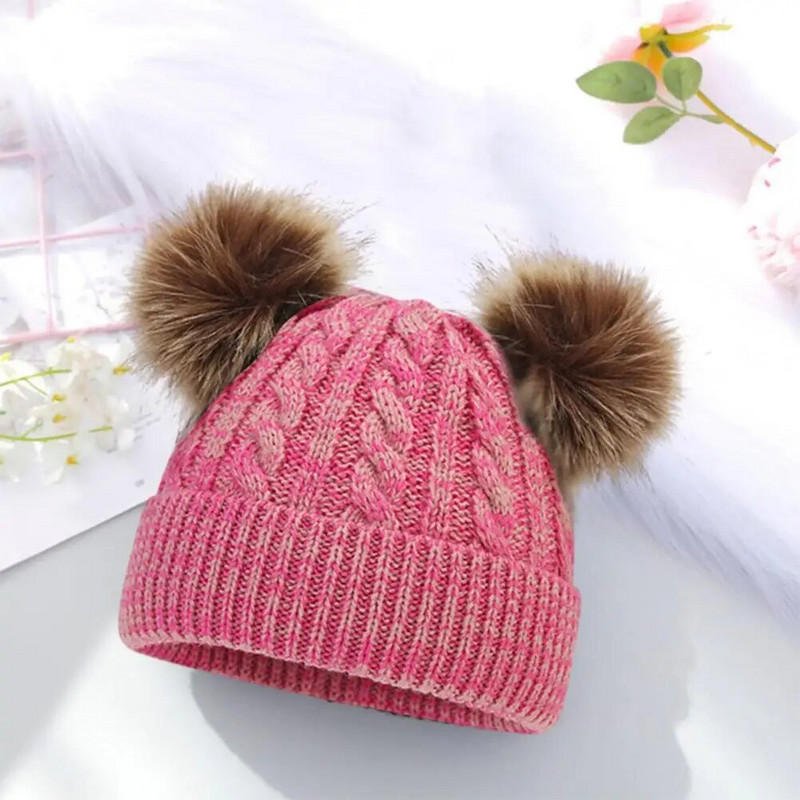 Σετ Παιδικά Καπέλο Γάντια Κασκόλ Cozy Stylish Παιδικά Χειμερινά Αξεσουάρ Σετ Πλεκτό Καπέλο Γάντια Κασκόλ με βελούδινη μπάλα για πλήρη