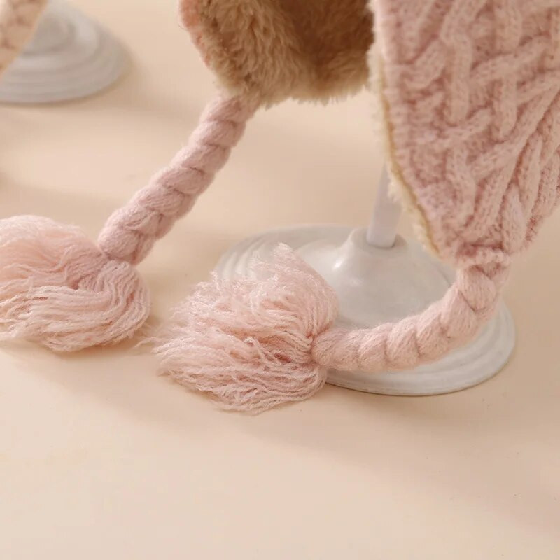 Pălărie caldă de iarnă Pom Pom pentru fetiță Protecție urechi Pălării din lână Căciuli pentru copii în aer liber Căciulă cu împletitură pentru nou-născut Articole pentru bebeluși