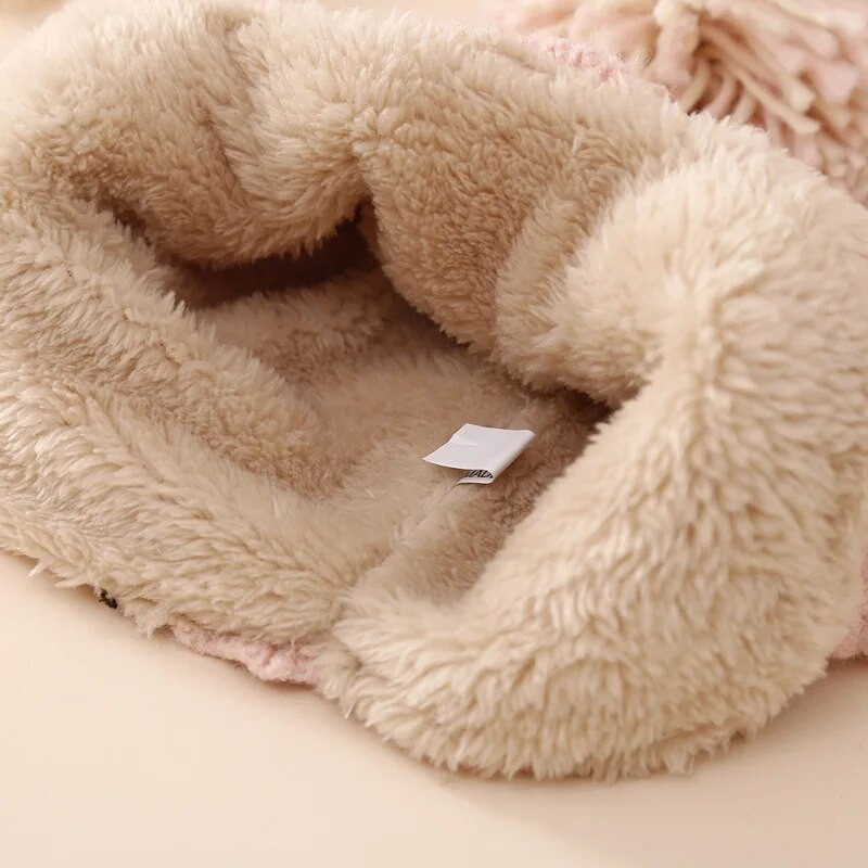 Pălărie caldă de iarnă Pom Pom pentru fetiță Protecție urechi Pălării din lână Căciuli pentru copii în aer liber Căciulă cu împletitură pentru nou-născut Articole pentru bebeluși