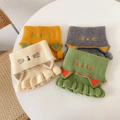 Κινούμενα σχέδια γάτα Παιδικά πλεκτά κασκόλ Παιδικά φθινόπωρο Χειμώνας Ζεστό μάλλινο snood που μπλοκάρει το μωρό λαιμόκοψη Κορίτσια Μύκητας Κασκόλ στην άκρη