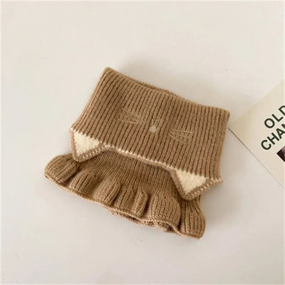 Κινούμενα σχέδια γάτα Παιδικά πλεκτά κασκόλ Παιδικά φθινόπωρο Χειμώνας Ζεστό μάλλινο snood που μπλοκάρει το μωρό λαιμόκοψη Κορίτσια Μύκητας Κασκόλ στην άκρη