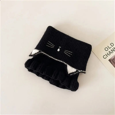 Κινούμενα σχέδια γάτα Παιδικά πλεκτά κασκόλ Παιδικά φθινόπωρο Χειμώνας Ζεστό μάλλινο snood που μπλοκάρει το μωρό λαιμόκοψη Κορίτσια Μύκητας Κασκόλ στην άκρη