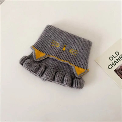 Κινούμενα σχέδια γάτα Παιδικά πλεκτά κασκόλ Παιδικά φθινόπωρο Χειμώνας Ζεστό μάλλινο snood που μπλοκάρει το μωρό λαιμόκοψη Κορίτσια Μύκητας Κασκόλ στην άκρη