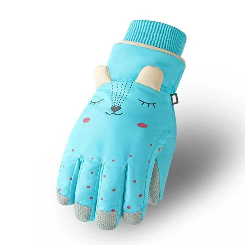 Lastele talvised veekindlad lumekindad ühevärvilised multifilmi kõrvad soojusisolatsiooniga tuulekindlad sport lumelaua suusad soojad labakindad