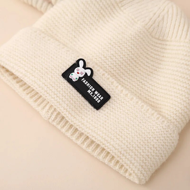 3 TK talvine beebikomplekt Sallmüts Kindad Poistele Tüdrukutele Õues Soe kootud Lastele Nokamüts Kahekordse palliga beebikapoti mütsid 2-5a 아기비니