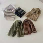 Simplicity Κασμίρ παιδικό κασκόλ Κορεατικά ριγέ μονόχρωμα μαντήλια για μικρό αγόρι κορίτσι Φθινοπωρινό Χειμώνα Ζεστό Φουλάρι Φωτογραφίας