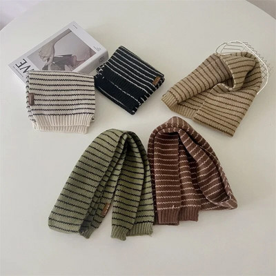 Simplicity Κασμίρ παιδικό κασκόλ Κορεατικά ριγέ μονόχρωμα μαντήλια για μικρό αγόρι κορίτσι Φθινοπωρινό Χειμώνα Ζεστό Φουλάρι Φωτογραφίας