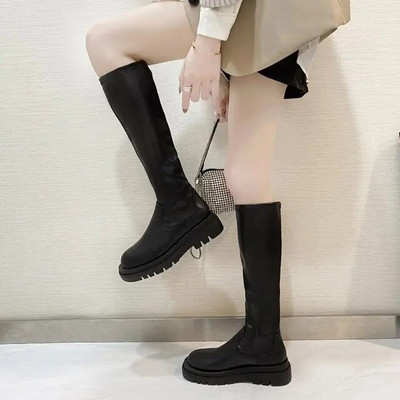Cizme de damă pantofi de toamnă iarnă de modă din piele moale cizme lungi chelsea cizme sexy până la genunchi pantofi gotici punk plus mărimea 35-43