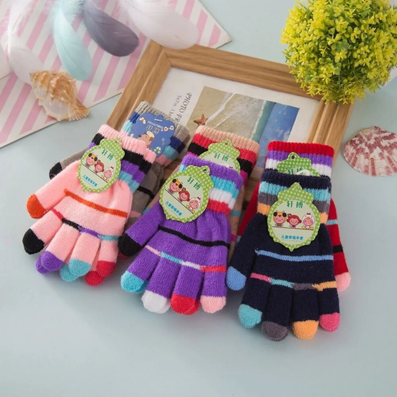 Dungi colorate Mănuși pentru bebeluși Iarnă caldă Copii Mănuși pentru fetiță Mănuși tricotate pentru copii Mănuși de iarnă Copii 5-10 ani
