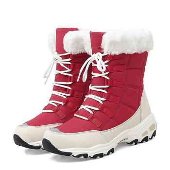 Νέες χειμερινές γυναικείες μπότες Υψηλής ποιότητας ζεστές μπότες χιονιού με κορδόνια Άνετα μποτάκια αστραγάλου Εξωτερικά αδιάβροχα μποτάκια πεζοπορίας