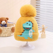 Rajzfilm dinoszaurusz baba gyapjú sapka pompon gyereksapka meleg téli tipegő sapka fiúknak lányoknak kötött motorháztetős gyerekeknek sapka Gorra