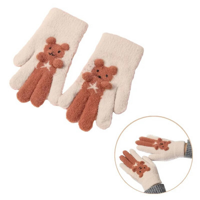 Wecute Χειμερινά Ζεστά Γάντια για Παιδιά Αγόρια Κορίτσια Γάντια με μοτίβο αρκούδας κινουμένων σχεδίων Παιδικά γάντια παιχνιδιού για 8-16 ετών Γάντια